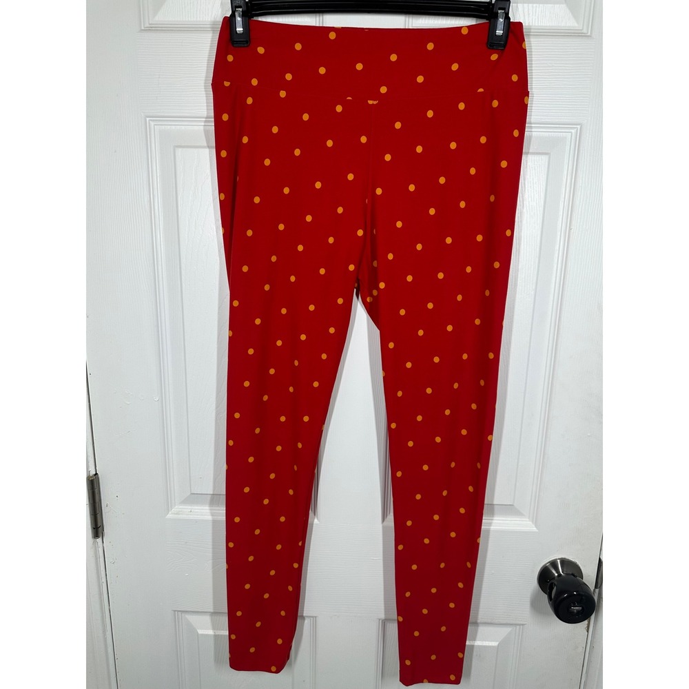 LuLaRoe Leggings Womens Tall & Curvy Red Polka Dot High Rise Soft Stretch‎ 7147